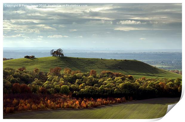 View from Coombe Hill towards Beacon hill Bucks. Print by Peter Jones