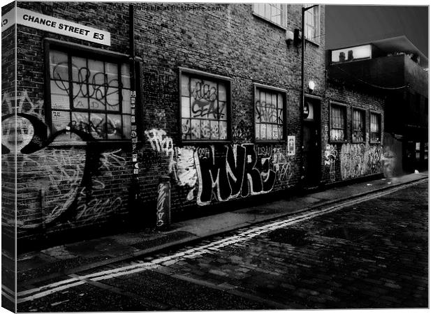  Chance Street London Wall Art Canvas Print by sylvia scotting