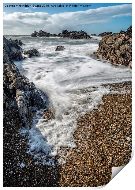 Ocean Rocks Llanddwyn Island Print by Adrian Evans
