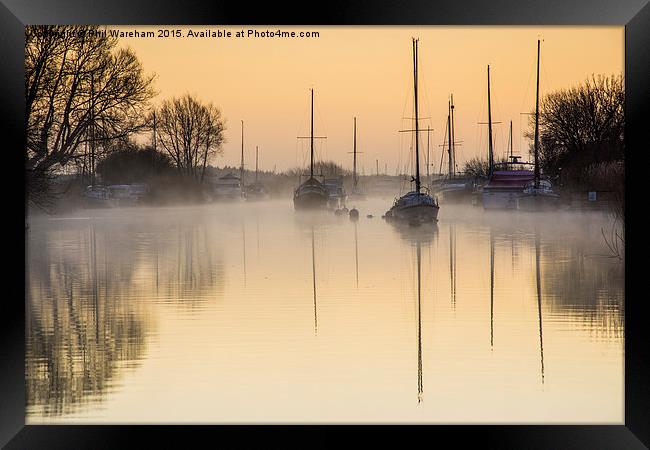 Misty Morning Moorings Framed Print by Phil Wareham