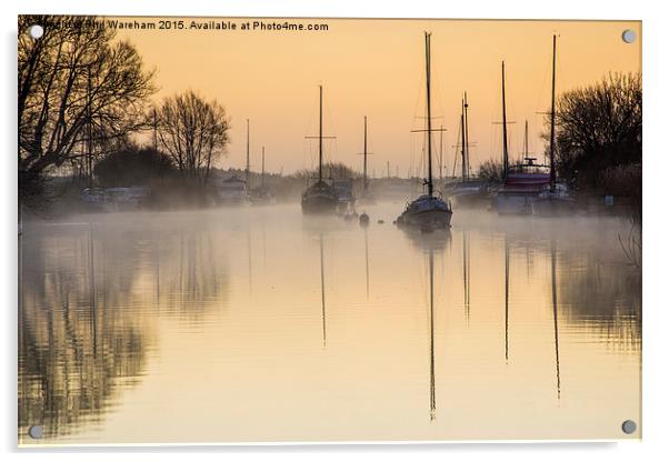 Misty Morning Moorings Acrylic by Phil Wareham