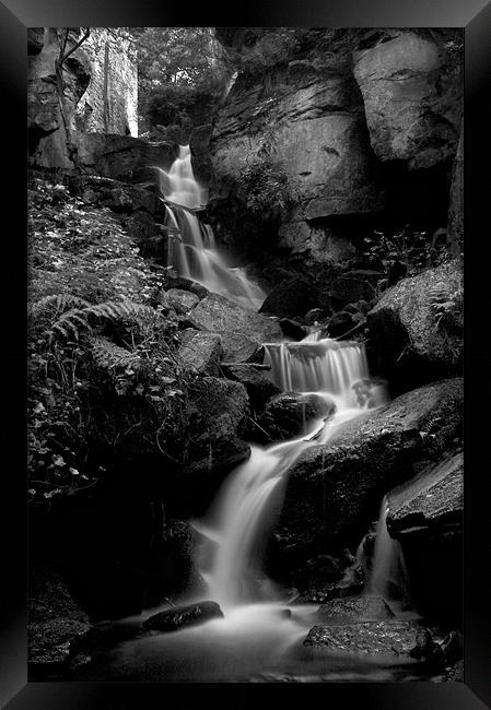 Lumsdale Falls in Black and White Framed Print by Simon Gladwin