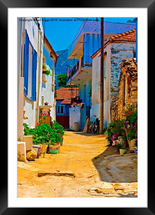 Digital painting of a Turkish village street scene Framed Mounted Print by ken biggs