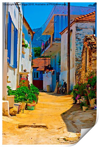 Digital painting of a Turkish village street scene Print by ken biggs