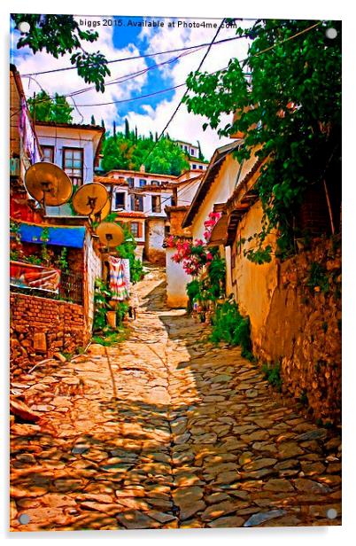 Digital painting of a Turkish village street scene Acrylic by ken biggs
