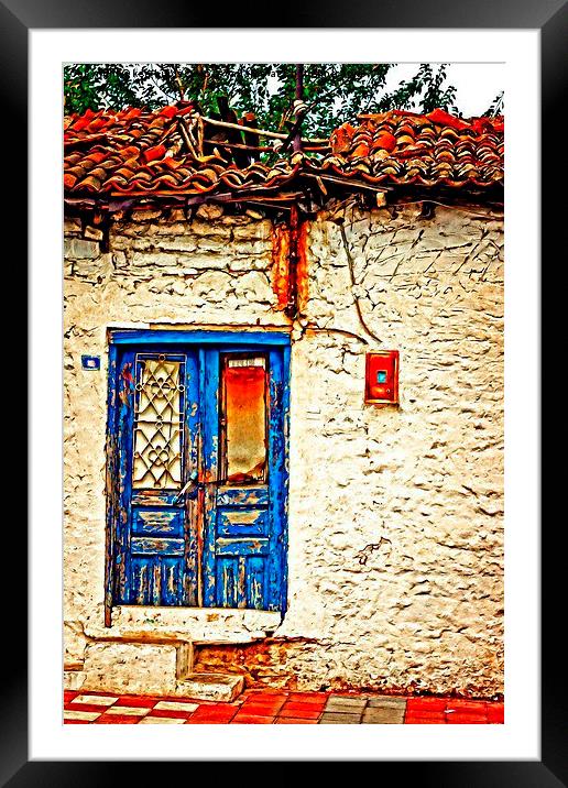 Digital painting of a Turkish village street scene Framed Mounted Print by ken biggs