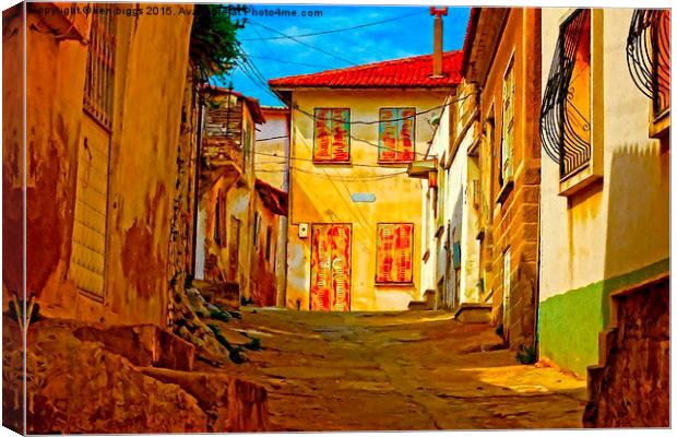 Digital painting of a Turkish village street scene Canvas Print by ken biggs