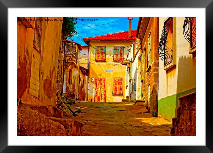 Digital painting of a Turkish village street scene Framed Mounted Print by ken biggs
