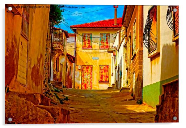 Digital painting of a Turkish village street scene Acrylic by ken biggs