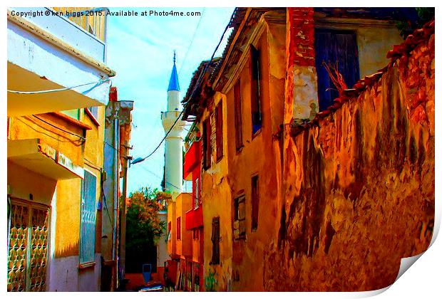 Digital painting of a Turkish village street scene Print by ken biggs