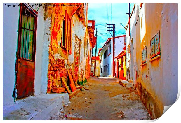 Digital painting of a Turkish village street scene Print by ken biggs