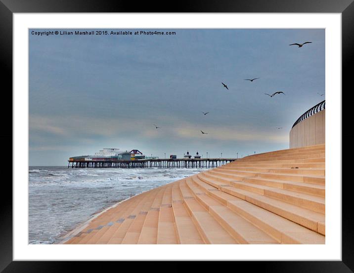  Sea Defences = North Pier. Framed Mounted Print by Lilian Marshall