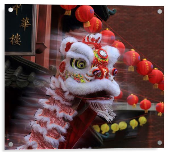  New Year Chinese Lion Acrylic by Ceri Jones