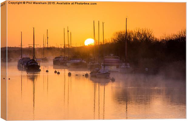  Sunrise over the moorings Canvas Print by Phil Wareham