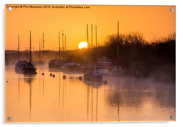  Sunrise over the moorings Acrylic by Phil Wareham