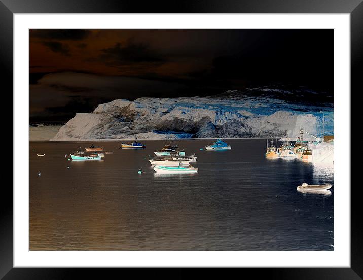  An inverted photograph of the boats moored on Loc Framed Mounted Print by Richard Smith
