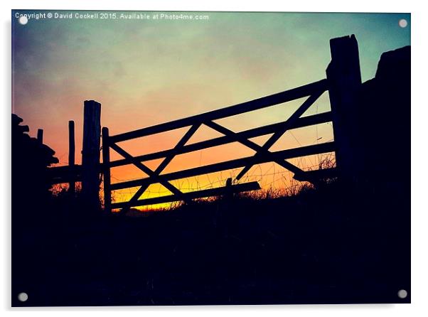 Broken gate at sunset Acrylic by David Cockell