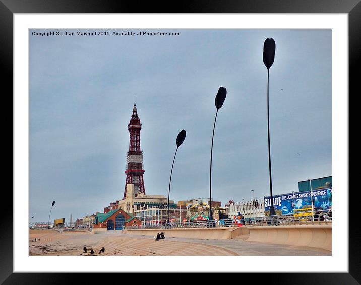 Blackpool Promenade.  Framed Mounted Print by Lilian Marshall
