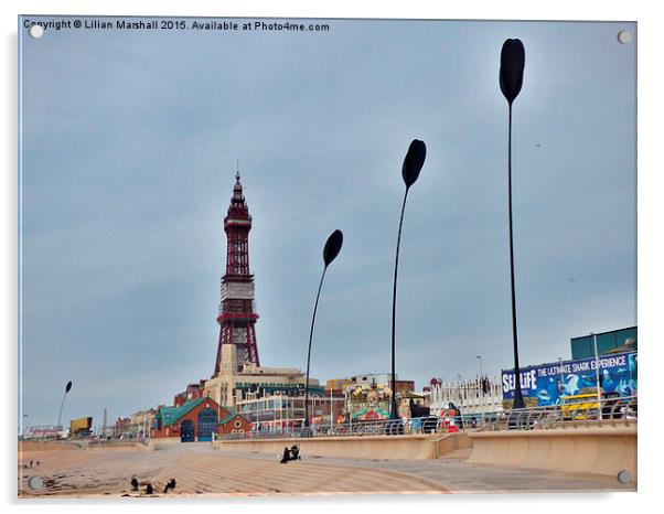 Blackpool Promenade.  Acrylic by Lilian Marshall