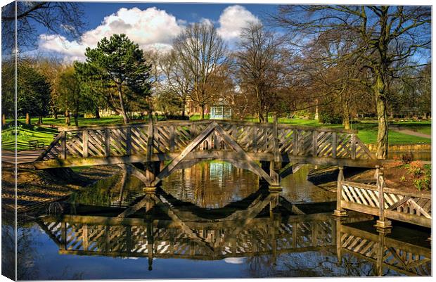 Weston Park Pond and Footbridge  Canvas Print by Darren Galpin