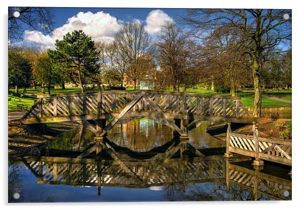 Weston Park Pond and Footbridge  Acrylic by Darren Galpin