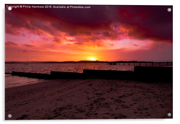 Hamworthy Beach Sunset Acrylic by Philip Hanmore