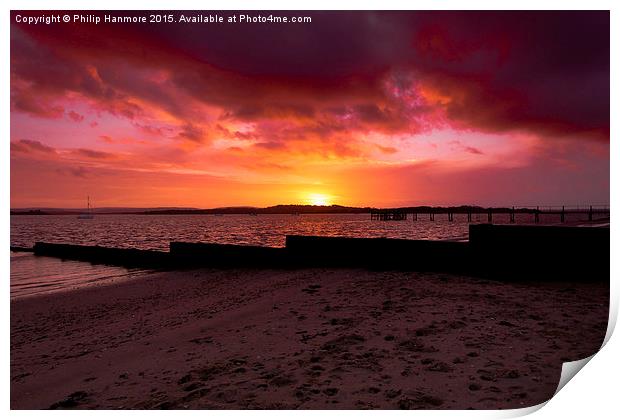  Hamworthy Beach Sunset Print by Philip Hanmore