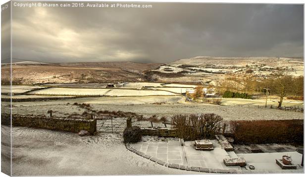  Sunshine and snow in Marsden Canvas Print by Sharon Cain