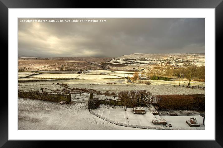  Sunshine and snow in Marsden Framed Mounted Print by Sharon Cain