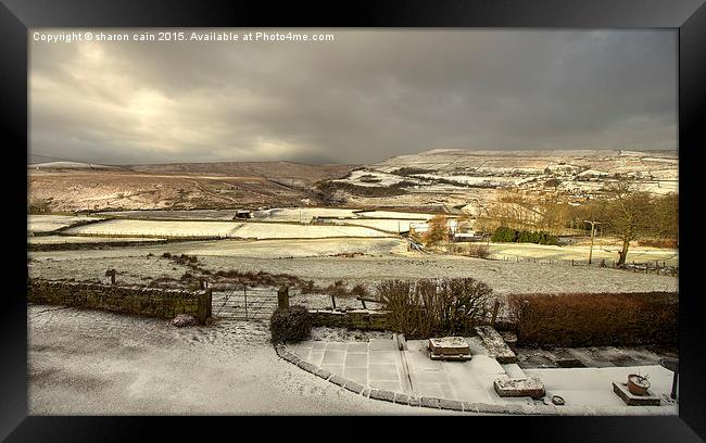  Sunshine and snow in Marsden Framed Print by Sharon Cain