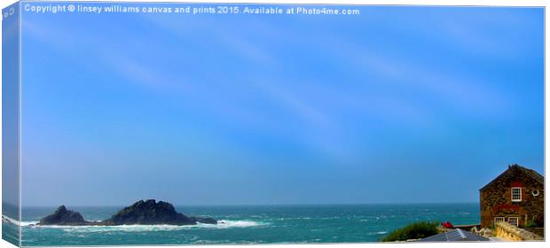  Cape Cornwall And The Brisons Rock Canvas Print by Linsey Williams