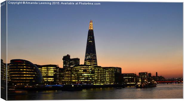 Evening lights from the Shard Canvas Print by Amanda Leeming