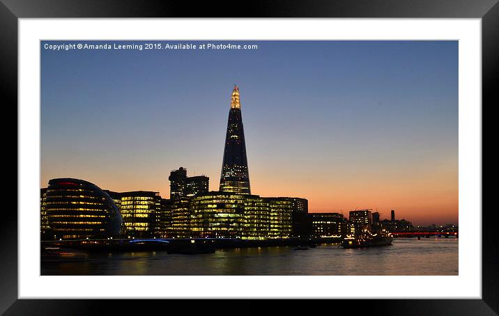 Evening lights from the Shard Framed Mounted Print by Amanda Leeming