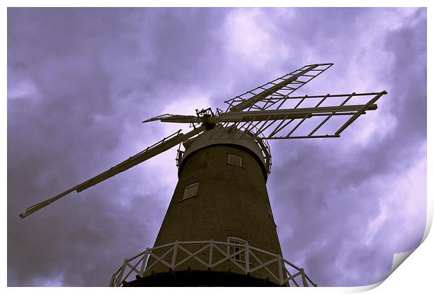  Bircham Windmill and Stormy Skies Print by Paul Stokes