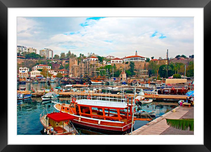 Digital painting of Kaleici, Antalya's old town ha Framed Mounted Print by ken biggs