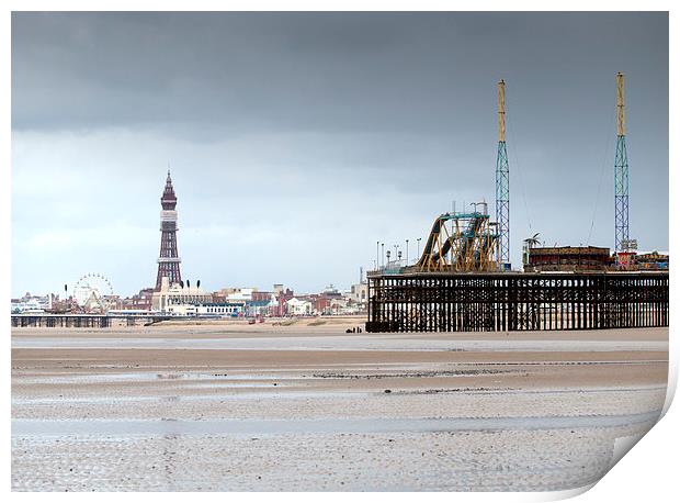 Blackpool Beach Print by Victor Burnside