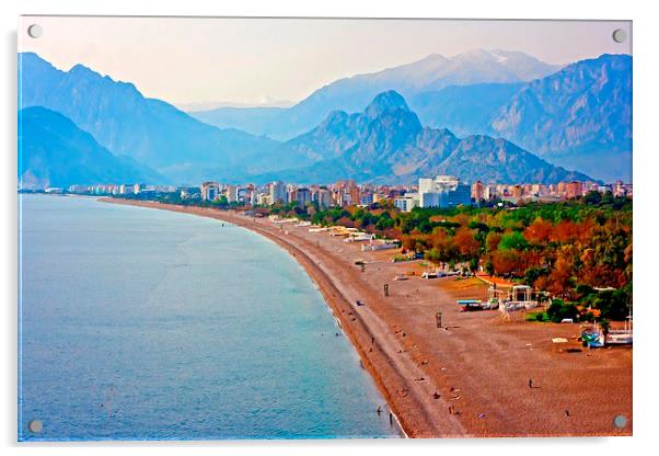 Digital painting of the Turkish coastline resort o Acrylic by ken biggs