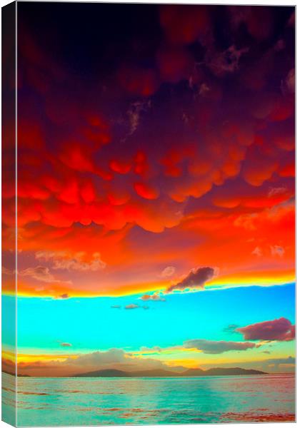 A digital painting of Mammatus clouds at sunset Canvas Print by ken biggs