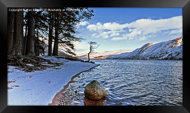 snowy shores of Loch Muick Framed Print by alan bain