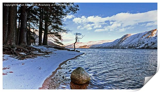 snowy shores of Loch Muick Print by alan bain