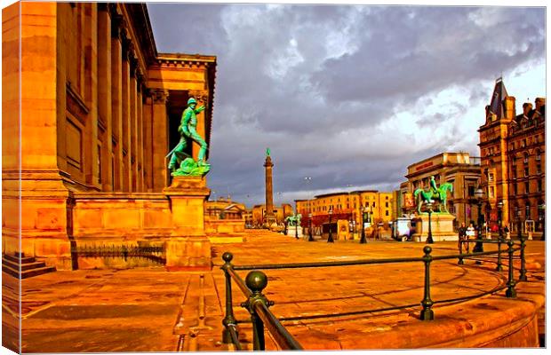 A digitally converted painting of St Georges Hall  Canvas Print by ken biggs