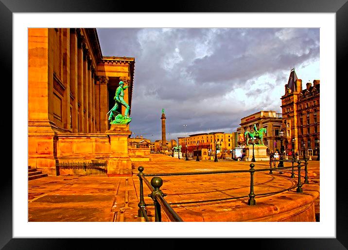 A digitally converted painting of St Georges Hall  Framed Mounted Print by ken biggs