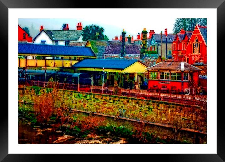 A digitally converted painting of Llangollen railw Framed Mounted Print by ken biggs