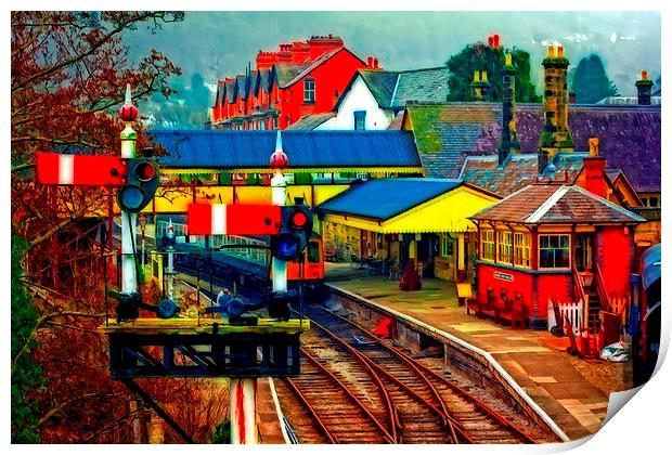 A digitally converted painting of Llangollen railw Print by ken biggs