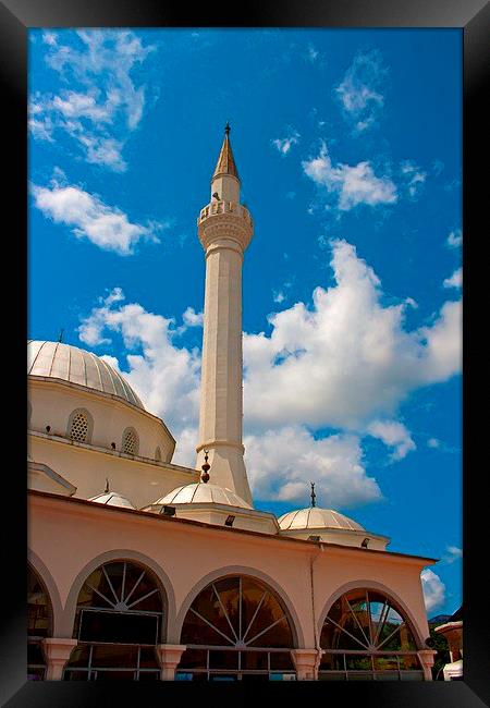 Digital painting of a colouful Turkish Mosque Framed Print by ken biggs