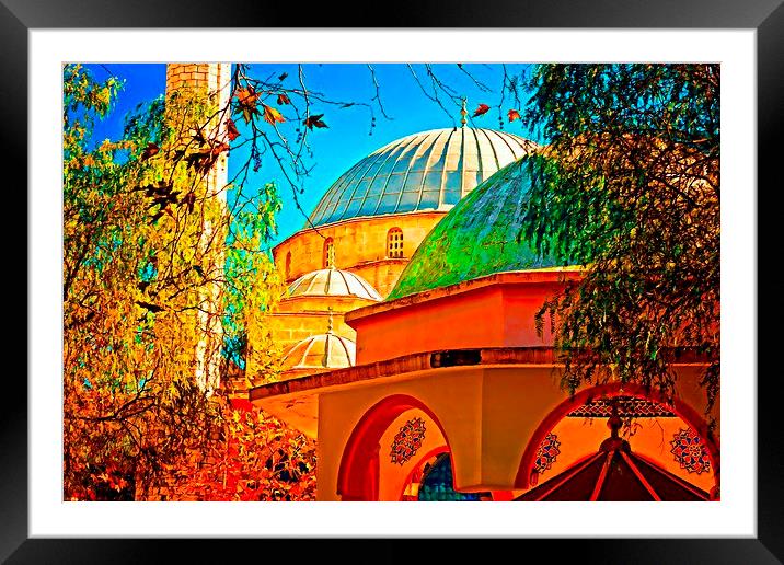 Digital painting of a colouful Turkish Mosque Framed Mounted Print by ken biggs