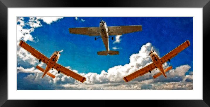 Digital painting of small fixed wing trainer plane Framed Mounted Print by ken biggs