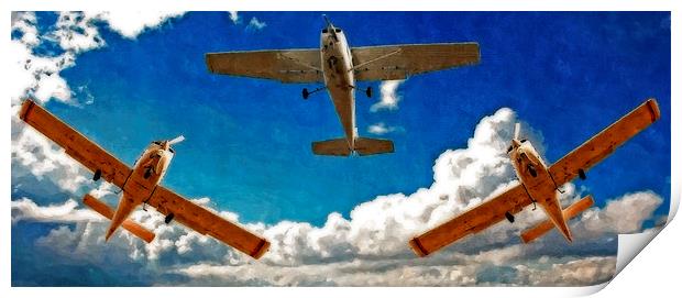 Digital painting of small fixed wing trainer plane Print by ken biggs