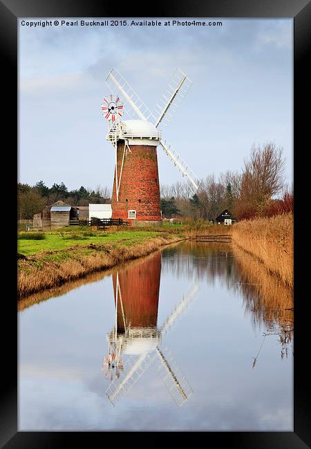 Norfolk Broads Windmill Reflections Horsey Framed Print by Pearl Bucknall