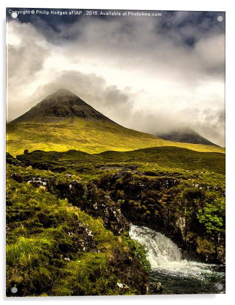  The Red Cuillins Under Cloud Cover Acrylic by Philip Hodges aFIAP ,